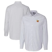 Men's Cutter & Buck  Light Blue Las Vegas Aviators Oxford Stretch Stripe Long Sleeve Button-Down Dress Shirt