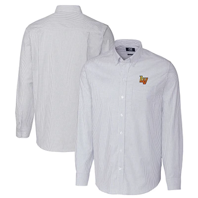 Men's Cutter & Buck  Light Blue Las Vegas Aviators Oxford Stretch Stripe Long Sleeve Button-Down Dress Shirt