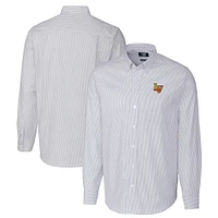 Men's Cutter & Buck  Light Blue Las Vegas Aviators Oxford Stretch Stripe Long Sleeve Button-Down Dress Shirt