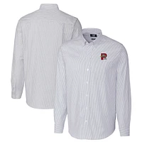 Men's Cutter & Buck  Light Blue Portland Sea Dogs Oxford Stretch Stripe Long Sleeve Button-Down Dress Shirt