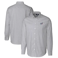 Men's Cutter & Buck  Charcoal Reading Fightin Phils Oxford Stretch Stripe Long Sleeve Button-Down Dress Shirt