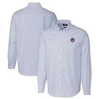 Men's Cutter & Buck  Blue South Bend Cubs Oxford Stretch Stripe Long Sleeve Button-Down Dress Shirt