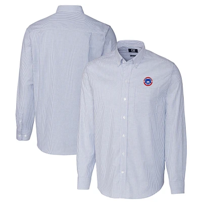 Men's Cutter & Buck  Blue South Bend Cubs Oxford Stretch Stripe Long Sleeve Button-Down Dress Shirt