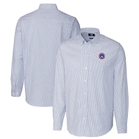 Men's Cutter & Buck  Blue South Bend Cubs Oxford Stretch Stripe Long Sleeve Button-Down Dress Shirt