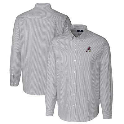 Men's Cutter & Buck  Charcoal Springfield Cardinals Oxford Stretch Stripe Long Sleeve Button-Down Dress Shirt