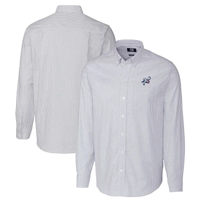 Men's Cutter & Buck  Light Blue Reading Fightin Phils Oxford Stretch Stripe Long Sleeve Button-Down Dress Shirt