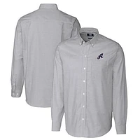 Men's Cutter & Buck  Charcoal Reno Aces Oxford Stretch Stripe Long Sleeve Button-Down Dress Shirt