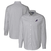 Men's Cutter & Buck  Charcoal Reno Aces Oxford Stretch Stripe Long Sleeve Button-Down Dress Shirt