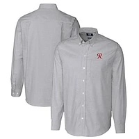 Men's Cutter & Buck  Charcoal Tacoma Rainiers Oxford Stretch Stripe Long Sleeve Button-Down Dress Shirt