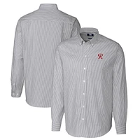 Men's Cutter & Buck  Charcoal Tacoma Rainiers Oxford Stretch Stripe Long Sleeve Button-Down Dress Shirt