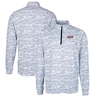 Men's Cutter & Buck Charcoal Lansing Lugnuts Traverse Camo Print Stretch Quarter-Zip Pullover Top