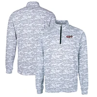 Men's Cutter & Buck Charcoal Lansing Lugnuts Traverse Camo Print Stretch Quarter-Zip Pullover Top