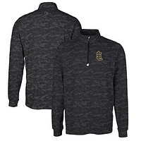 Men's Cutter & Buck Black Salt Lake Bees Traverse Camo Print Stretch Quarter-Zip Pullover Top
