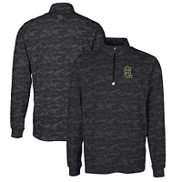 Men's Cutter & Buck Black Salt Lake Bees Traverse Camo Print Stretch Quarter-Zip Pullover Top
