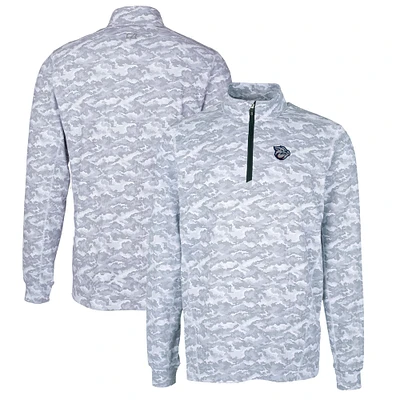 Men's Cutter & Buck Charcoal Lehigh Valley IronPigs Traverse Camo Print Stretch Quarter-Zip Pullover Top