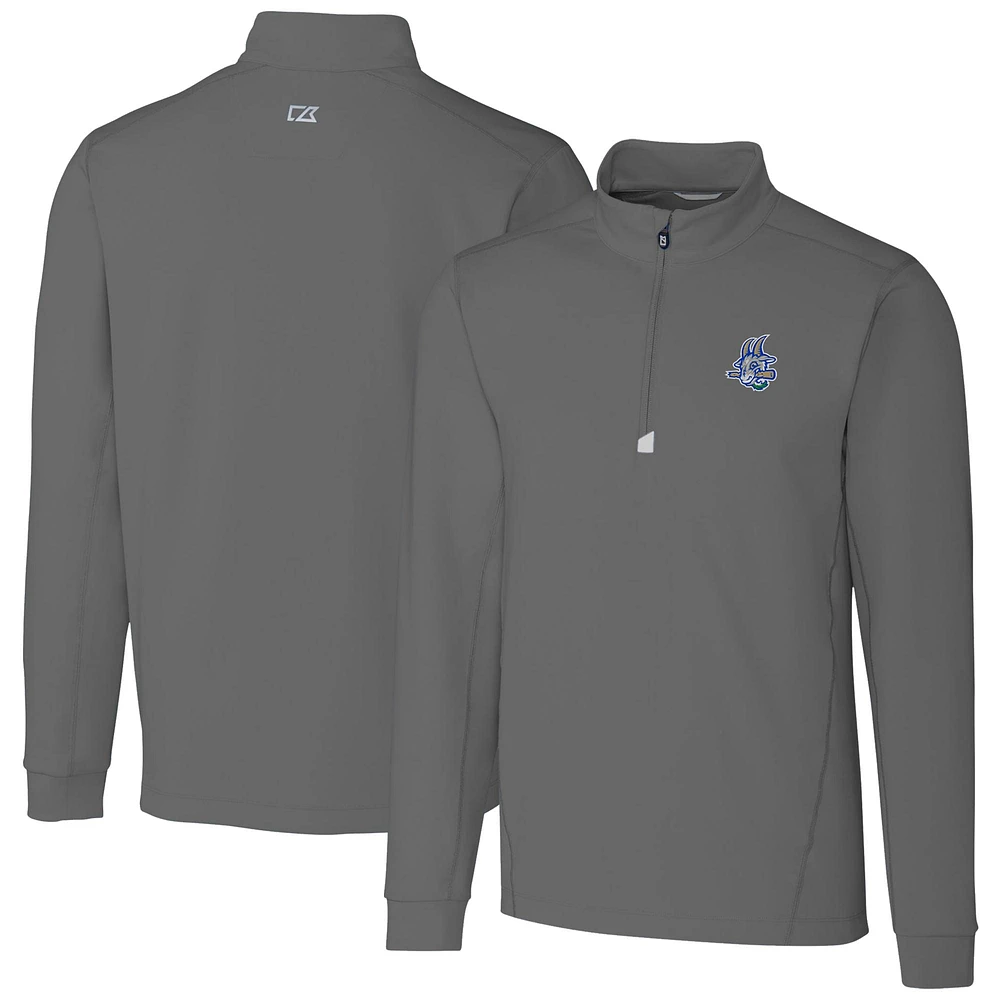 Men's Cutter & Buck Gray Hartford Yard Goats Traverse Stretch Quarter-Zip Pullover Top