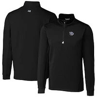 Men's Cutter & Buck Black Lehigh Valley IronPigs Traverse Stretch Quarter-Zip Pullover Top