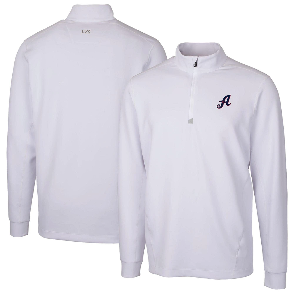 Men's Cutter & Buck White Reno Aces Traverse Stretch Quarter-Zip Pullover Top