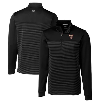 Men's Cutter & Buck  Black El Paso Chihuahuas Traverse Stripe Stretch Quarter-Zip Pullover Top