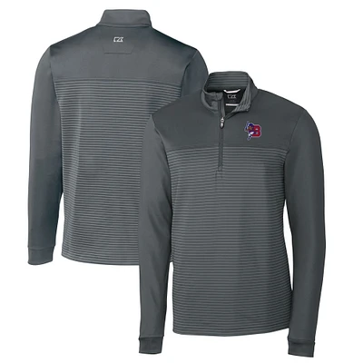 Men's Cutter & Buck  Gray Buffalo Bisons Traverse Stripe Stretch Quarter-Zip Pullover Top