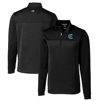 Men's Cutter & Buck Charlotte Knights Traverse Stripe Stretch Quarter-Zip Pullover Top