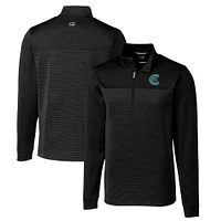 Men's Cutter & Buck Charlotte Knights Traverse Stripe Stretch Quarter-Zip Pullover Top