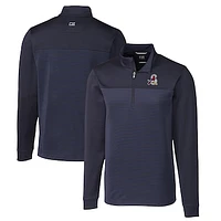 Men's Cutter & Buck  Navy Springfield Cardinals Traverse Stripe Stretch Quarter-Zip Pullover Top