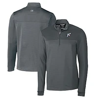 Men's Cutter & Buck  Gray Reading Fightin Phils Traverse Stripe Stretch Quarter-Zip Pullover Top