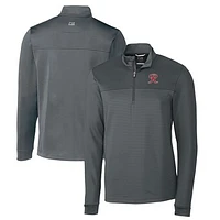 Men's Cutter & Buck  Gray Tacoma Rainiers Traverse Stripe Stretch Quarter-Zip Pullover Top