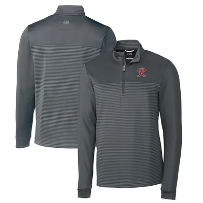 Men's Cutter & Buck  Gray Tacoma Rainiers Traverse Stripe Stretch Quarter-Zip Pullover Top