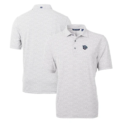 Men's Cutter & Buck Gray Lehigh Valley IronPigs Virtue Eco Pique Botanical Print Recycled Polo