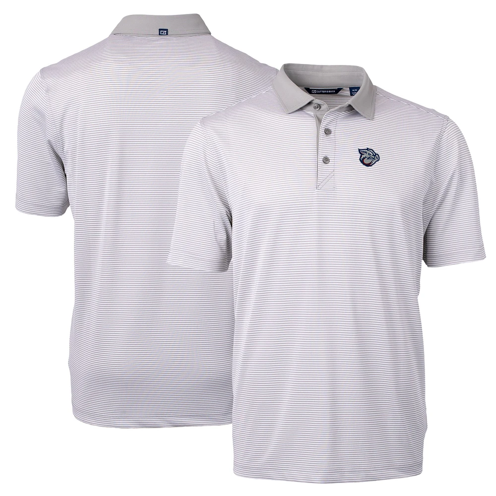Men's Cutter & Buck Gray/White Lehigh Valley IronPigs Virtue Eco Pique Micro Stripe Recycled Polo