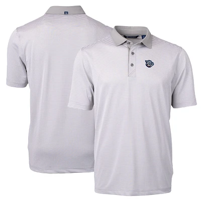 Men's Cutter & Buck Gray/White Lehigh Valley IronPigs Virtue Eco Pique Micro Stripe Recycled Polo