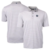Men's Cutter & Buck Gray/White Lehigh Valley IronPigs Virtue Eco Pique Micro Stripe Recycled Polo