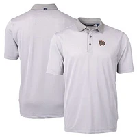 Men's Cutter & Buck Gray/White Norfolk Tides Virtue Eco Pique Micro Stripe Recycled Polo