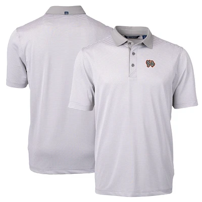 Men's Cutter & Buck Gray/White Norfolk Tides Virtue Eco Pique Micro Stripe Recycled Polo