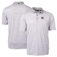Men's Cutter & Buck Gray/White Norfolk Tides Virtue Eco Pique Micro Stripe Recycled Polo