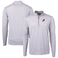 Men's Cutter & Buck Gray/White Reno Aces Virtue Eco Pique Micro Stripe Recycled Quarter-Zip Pullover Top