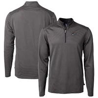Men's Cutter & Buck Black/Gray Rocket City Trash Pandas Virtue Eco Pique Micro Stripe Recycled Quarter-Zip Pullover Top