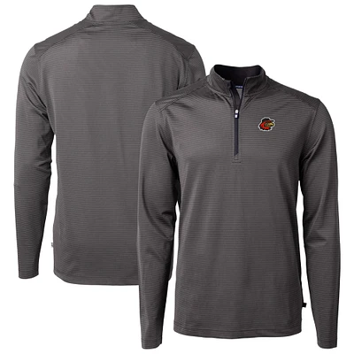 Men's Cutter & Buck Gray/ Rochester Red Wings Virtue Eco Pique Micro Stripe Recycled Quarter-Zip Pullover Top