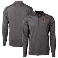 Men's Cutter & Buck Gray/ Rochester Red Wings Virtue Eco Pique Micro Stripe Recycled Quarter-Zip Pullover Top