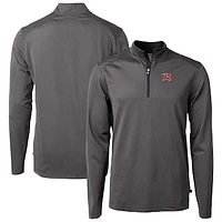 Men's Cutter & Buck Black/Gray Richmond Flying Squirrels Virtue Eco Pique Micro Stripe Recycled Quarter-Zip Pullover Top