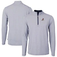 Men's Cutter & Buck Navy/White Springfield Cardinals Virtue Eco Pique Micro Stripe Recycled Quarter-Zip Pullover Top