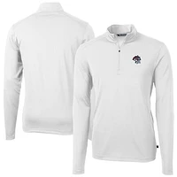 Men's Cutter & Buck White Binghamton Rumble Ponies Virtue Eco Pique Recycled Quarter-Zip Pullover Top