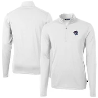 Men's Cutter & Buck White Binghamton Rumble Ponies Virtue Eco Pique Recycled Quarter-Zip Pullover Top