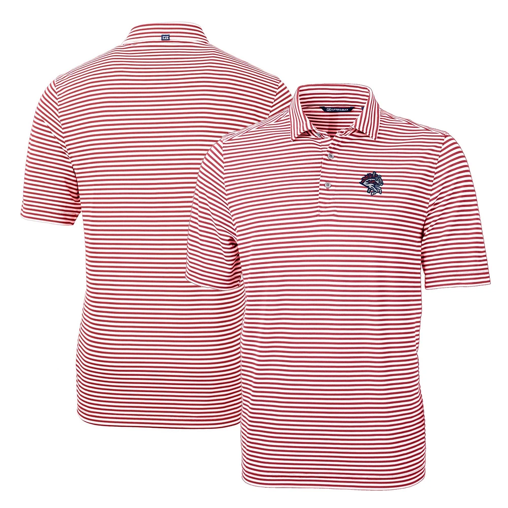 Men's Cutter & Buck Cardinal Binghamton Rumble Ponies DryTec Virtue Eco Pique Stripe Recycled Polo