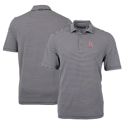 Men's Cutter & Buck Black Birmingham Barons DryTec Virtue Eco Pique Stripe Recycled Polo