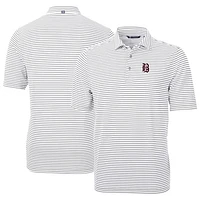Men's Cutter & Buck Gray Birmingham Barons DryTec Virtue Eco Pique Stripe Recycled Polo