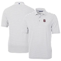 Men's Cutter & Buck Gray Birmingham Barons DryTec Virtue Eco Pique Stripe Recycled Polo