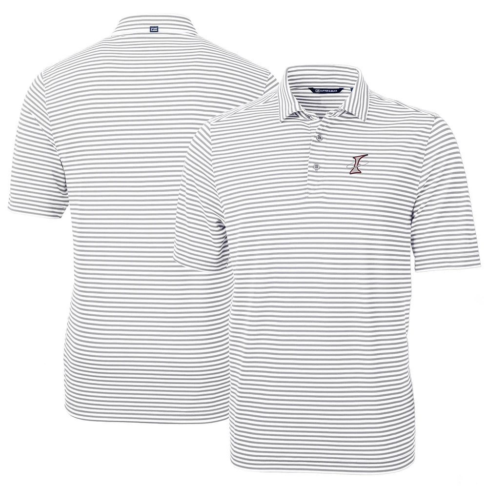 Men's Cutter & Buck Gray Albuquerque Isotopes DryTec Virtue Eco Pique Stripe Recycled Polo